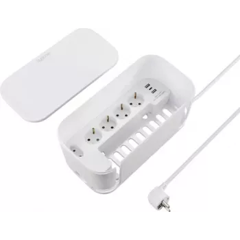 Sygonix SY-6118238 podaljšek s 5 Schuko vtičnicami s tokovno tirnico, 1,5 m kabel, bel
