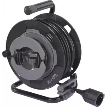 Sygonix SY-6618486 kabelski boben s 4 Schuko vtičnicami, 25 m kabla, črn