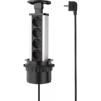 SYGONIX SY-4737792 namizna podaljška z 8 Schuko vtičnicami in 2 USB priključkoma, črna/srebrna