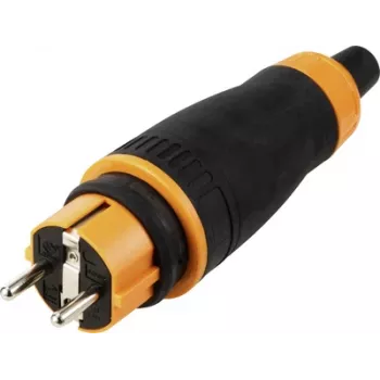Sygonix SY-6618478 Schuko vtič zaščitni kontakt TPE PC 250 V/AC črn oranžen IP44