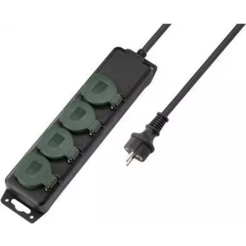 SYGONIX SY-5145340 podaljšek brez stikala, 3 Schuko vtičnice, 1,5 m kabel, črno-zelen