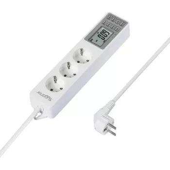 Sygonix SY-4675078 podaljšek z digitalnim časovnikom, 3 vtičnice Schuko, 1,5 m kabel, bel