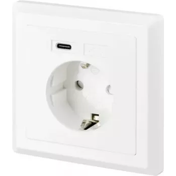 SYGONIX SY-5238674 vgradna vtičnica z 2 USB-A priključkoma, Schuko, bela