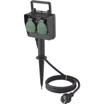 Sygonix SY-5231004 zunanja vtičnica 2-kratna črna/zelena IP44 16A 230V