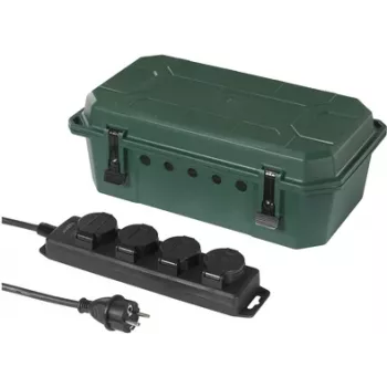 Sygonix SY-5598168 4-vtična podaljška, svetlo mat zelena/črna, povečana zaščita pred dotikom, 16 A, 3680 W, 230 V, Schuko