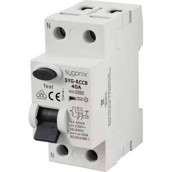 Sygonix SY-6438016 zaščitno stikalo na diferenčni tok 1P+N tip A 40A 30mA 10kA 230V AC
