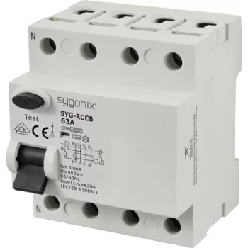Sygonix SY-6438020 zaščitno stikalo na diferenčni tok tip A 4-polno 63 A 30 mA 400 V AC