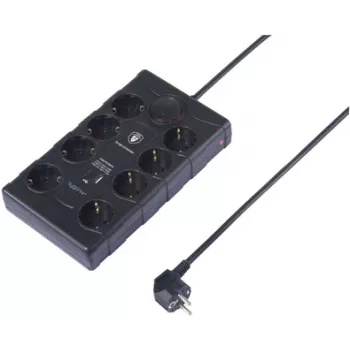 Sygonix SY-4751202 8-vtična prenapetostna zaščitna podaljška črna 1,5m