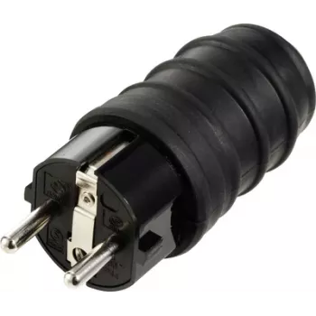 Sygonix SY-6618468 vtič Schuko TPE 250 V/AC črn IP44