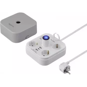 Sygonix SY-6788330 4-vtična Schuko kocka siva/bela