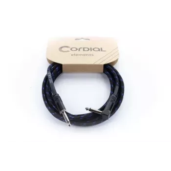 Cordial 14780 instrumentalni kabel 3 m – 6,3 mm TS vtič na 6,3 mm TS vtič, črno-modra tekstilna obloga