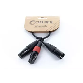 Cordial EY 0,3 MFF XLR Y-adapter kabel - 1x XLR vtič na 2x XLR vtičnico, 0,3 m, črn 14881