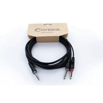 Cordial 14878 avdio Y-adapter kabel 6,3 mm stereo jack na 2x 6,3 mm mono jack 3 m črn