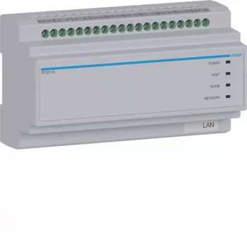 Hager RTD210X 2-žično sistemsko stikalo, 6-kratno, za Hager IP domofon, DIN letev, 4 moduli, svetlo siva