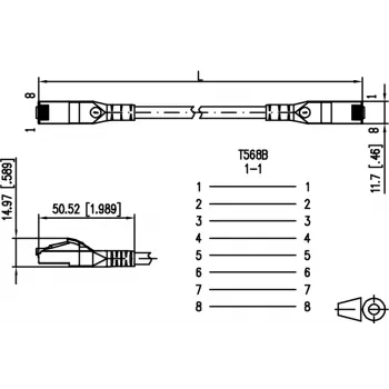 METZ CONNECT 130845A066-E Cat.6A patch kabel, RJ45 na RJ45, pozlačeni kontakti, 10GBase-T