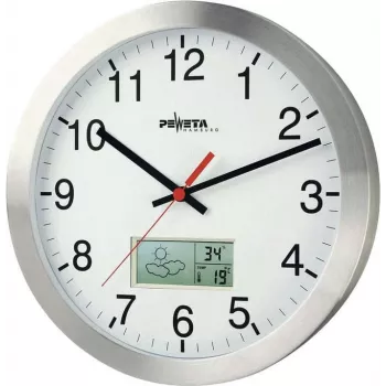 PEWETA radijska stenska ura 51.161.315, bela številčnica, 300 mm, DCF77