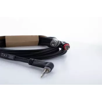 Cordial 14858 3,5mm stereo jack na 2x RCA Phono avdio Y-adapter kabel, 1m, črn PVC dvojni kabel