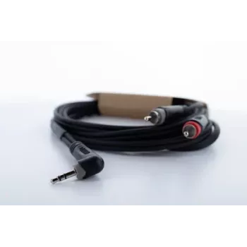 Cordial 14858 3,5mm stereo jack na 2x RCA Phono avdio Y-adapter kabel, 1m, črn PVC dvojni kabel