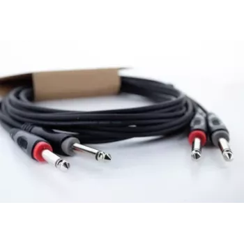 Cordial 14846 twin mono jack avdio kabel 6m črn - dual 6,3mm TS na dual 6,3mm TS