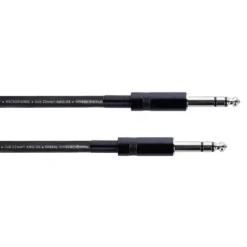 Cordial 14818 avdio povezovalni kabel 6,3 mm jack stereo na 6,3 mm jack stereo, 6 m, črn PVC, zvita parica