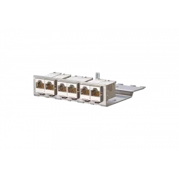 METZCONNECT BTR E-DATmodul 6x88 1U CAT6 patch panel s 6 oklopljenimi moduli RJ45, vgrajenim upravljanjem kablov in razbremenitvijo vleka 130922-03-E