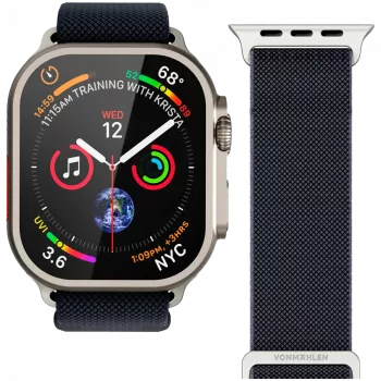 VONMÄHLEN Classic Nylon Loop zapestni pas za Apple Watch 44/45/46/49mm, mornarsko modra, enotna velikost