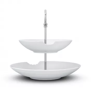 FIFTYEIGHT PRODUCTS BHS FIFTYEIGHT Food-Tempel 2-nivojski globoki krožnik z ugrizom (T023501) – 2-delni set porcelanastih skled, 500 ml, bel
