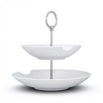 FIFTYEIGHT PRODUCTS BHS FIFTYEIGHT Food-Tempel 2-nivojski globoki krožnik z ugrizom (T023501) – 2-delni set porcelanastih skled, 500 ml, bel