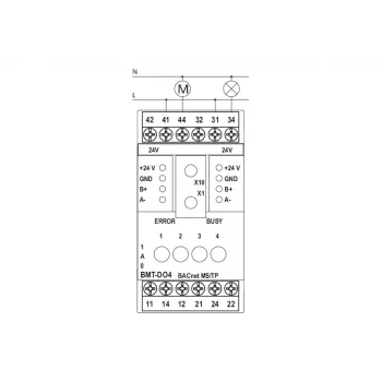 METZ BMT-F-DO4 BACnet MS/TP terenska naprava s 4 relejnimi izhodi, 4 univerzalnimi vhodi, 2 analognima izhodoma, RS485, montaža na DIN letev, 24V AC/DC 110886132170