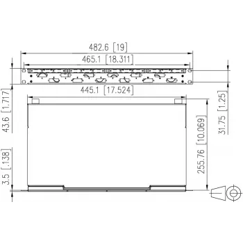 METZ CONNECT 1U 19-palčni rack montažni spojni patch panel, 6x SC-duplex OM3 multimode, 12 vlaken, svetlo siva 150455BA06-F