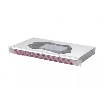 METZ CONNECT 24-portni LC-duplex OM4 optični patch panel spoj, 1U 19-palčni rack, svetlo siva 1504577524-E