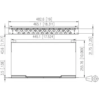 METZ CONNECT 24-portni LC-duplex OM4 optični patch panel spoj, 1U 19-palčni rack, svetlo siva 1504577524-E