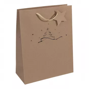 SIGEL božična darilna vrečka z božičnim drevesom, velika, rjav kraft papir, 157 g/m², 1 kos (GT037)