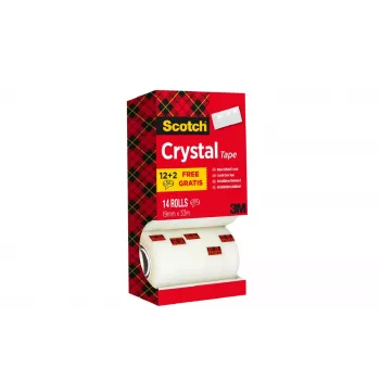 3M Scotch Crystal Clear lepilni trak, 19 mm x 33 m, 14 zvitkov (12 + 2 brezplačno) 6-1933R14