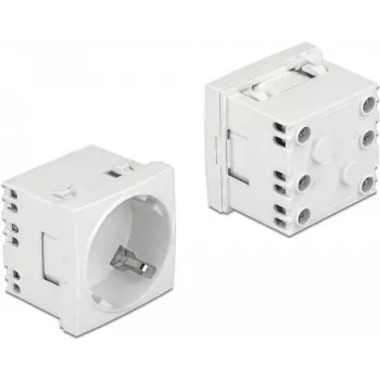 Delock Easy 45 vtičnica tipa F z zaklopko, bela RAL 9003, 16 A, 250 V, paket 10 kosov 81324