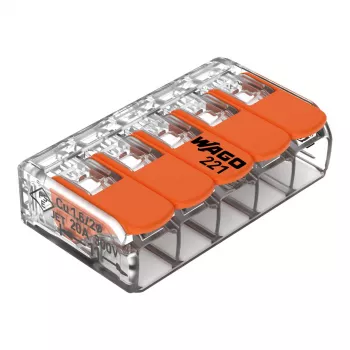 WAGO 221-415 COMPACT sponka za spajanje 5-vodniška 4 mm², paket 25 kosov