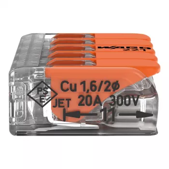 WAGO 221-415 COMPACT sponka za spajanje 5-vodniška 4 mm², paket 25 kosov