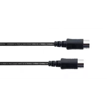 Cordial MIDI povezovalni kabel 1m, 5-polni DIN vtič na vtič, črn (14894)