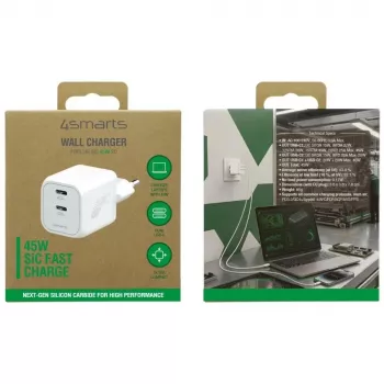 4smarts PDPlug SiC Dual 45W 2C bel stenski polnilnik