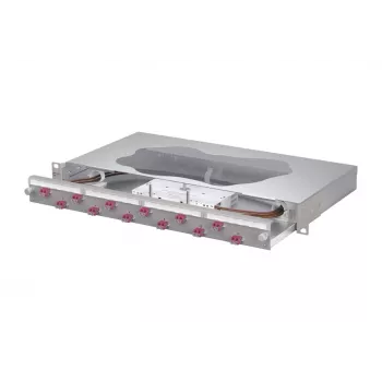 METZ CONNECT spajalni patch panel 12x LC-Duplex OM4, 1U, 19-palčna rack montaža, siva 1504677512-F