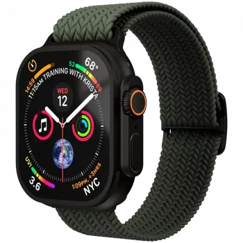 VONMÄHLEN Woven Loop za Apple Watch 44/45/46/49mm, olivno črna
