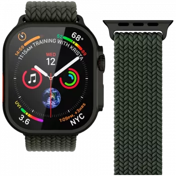 VONMÄHLEN Woven Loop za Apple Watch 44/45/46/49mm, olivno črna