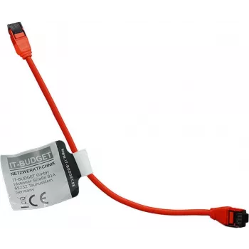 IT-BUDGET Cat.8.1 slim Ethernet patch kabel, S/FTP, 40 Gbps, 2000 MHz, LSZH, PoE+, rdeč, 0,5 m 90ITBSLIM81PK050R