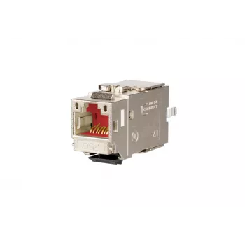 METZ CONNECT C6Amodul K 180° 25G Keystone Jack, oklopljen, Cat.6A, 25 Gigabit Ethernet, brez orodja IDC, tlačno liti cink, GHMT certificiran 130B21-25-E