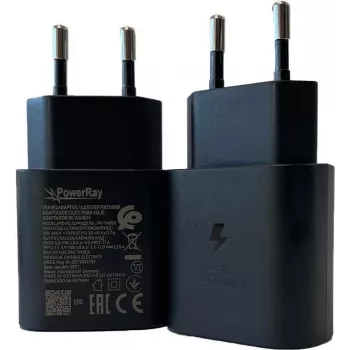 PowerRay PR-TA800EBE 18W USB-C PD stenski polnilnik, EU 2-Pin, črn, bulk