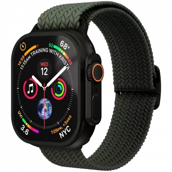 VONMÄHLEN tkan zapestni pašček za Apple Watch 40/41/42mm, olivno črna