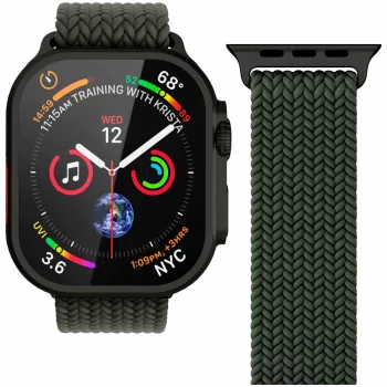 VONMÄHLEN tkan zapestni pašček za Apple Watch 40/41/42mm, olivno črna