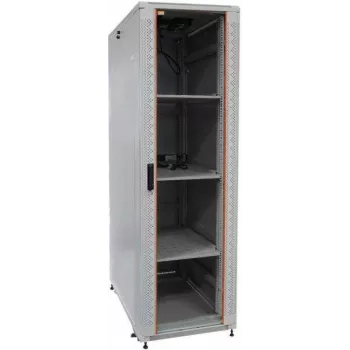 IT-BUDGET 19-palčni strežniški rack SRK komplet - 42U - 600x1000 mm - steklena/jeklena vrata - 4 aktivni ventilatorji - PDU - police - Flatpack - svetlo siva (90ITB19SRK42610GG)