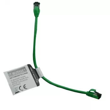 IT-BUDGET Cat.8.1 Slim patch kabel, S/FTP, 40 Gbps, 2000 MHz, zelen, 0,15 m 90ITBSLIM81PK015GR