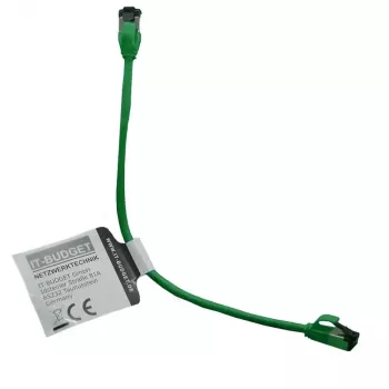IT-BUDGET Cat.8.1 Slim patch kabel, S/FTP, 40 Gbps, 2000 MHz, zelen, 0,15 m 90ITBSLIM81PK015GR